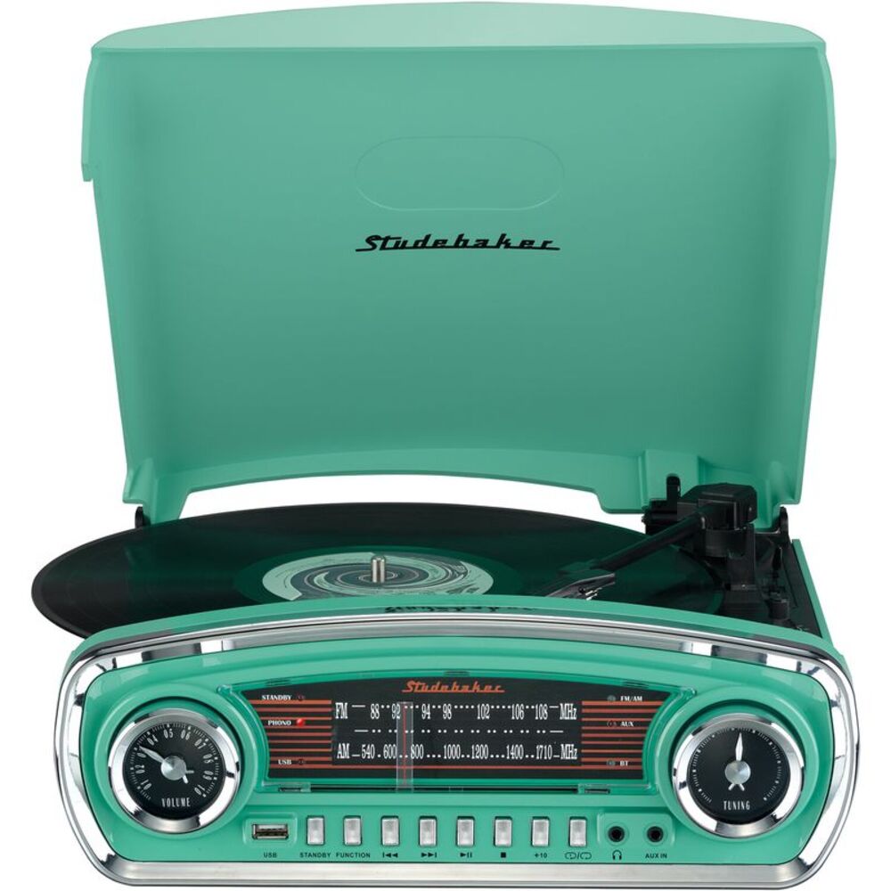 Studebaker SB6057TE Retro Turntable 3 Speed AM/FM Radio Bluetooth Receiver